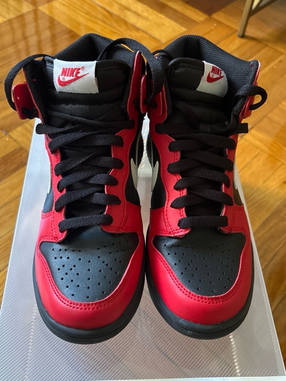 Nike Kids Red and Black High-Top Sneakers